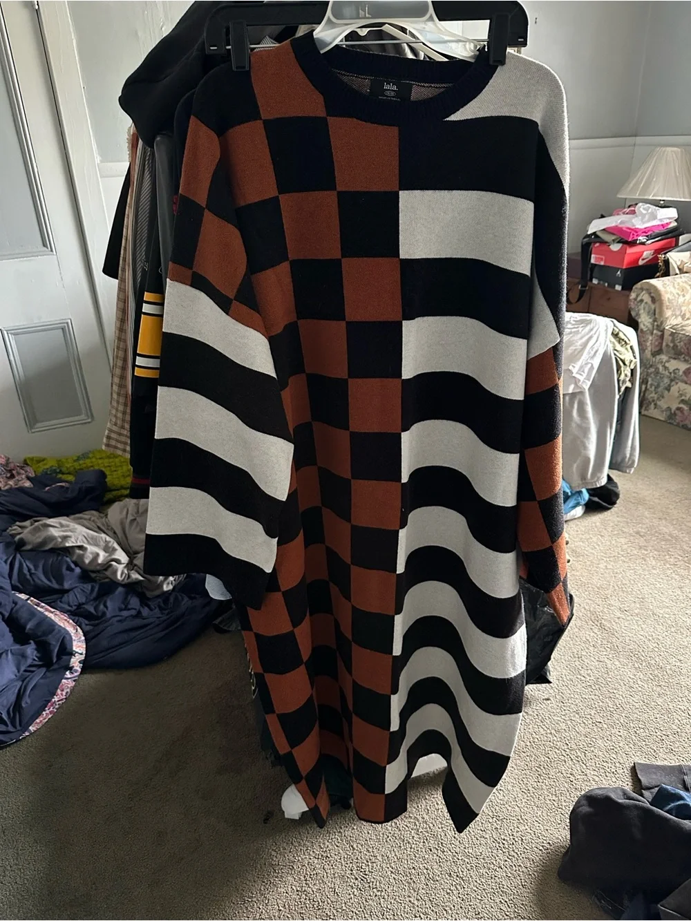 Dressed LaLa Check & Stripe Long Sleeve Sweater Dress 2X/3X - Picture 6 of 10